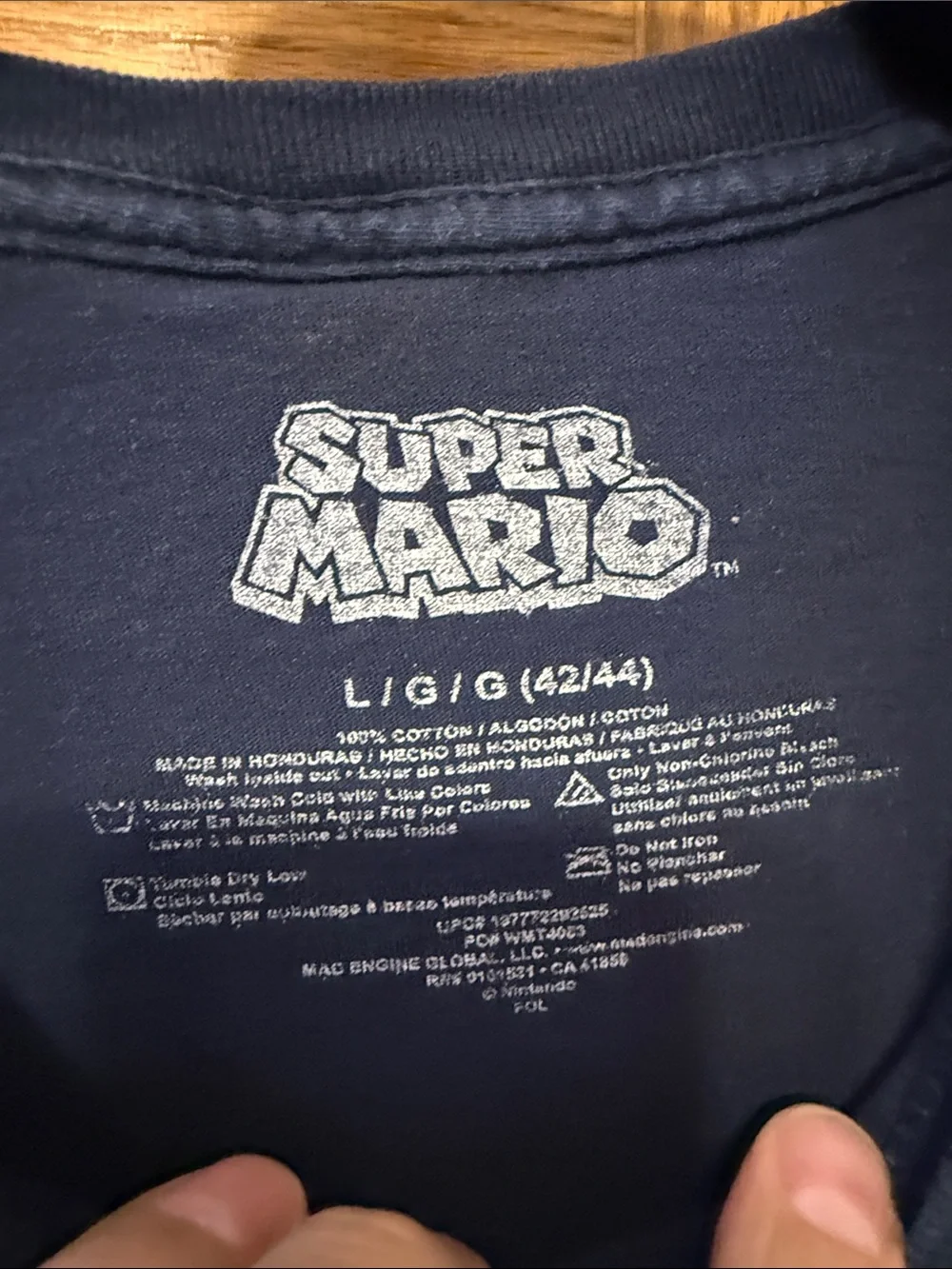 Nintendo Super Mario Navy Blue Graphic Tee with Mario, Luigi & Toad- Large